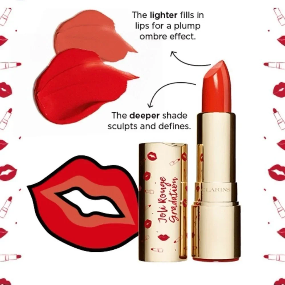 Clarins Joli Rouge Graduation Two-Toned Lipstick 802 Red Graduation Fu…